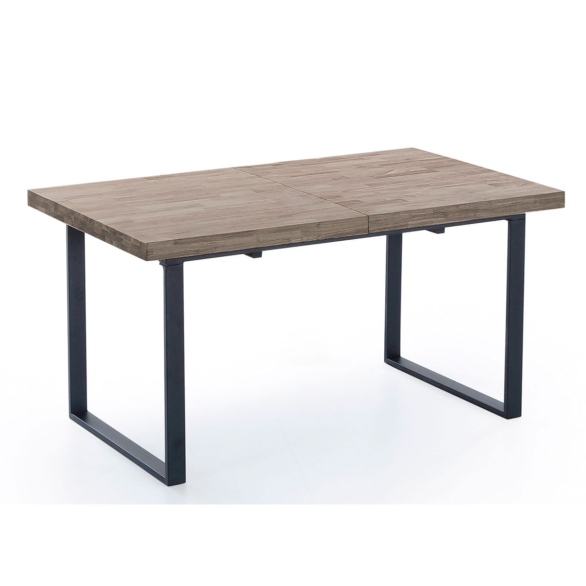 Mesa de comedor extensible Natural roble American/negro 140-180x80x76 cm