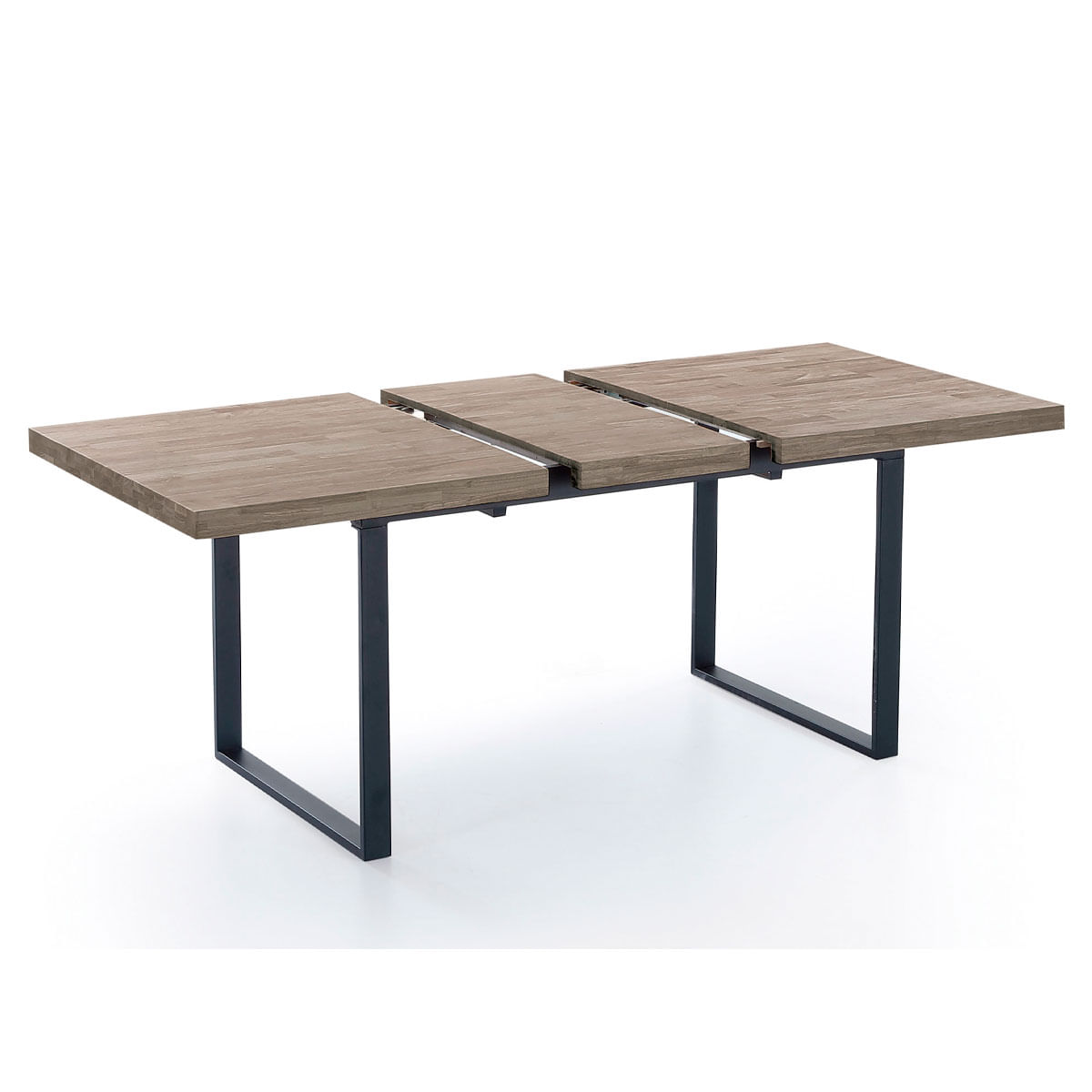 Mesa de comedor extensible Natural roble American/negro 140-180x80x76 cm 3