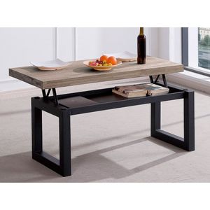 Mesa de centro elevable Loft con hueco de almacenaje roble 47,5-62x120x60 cm