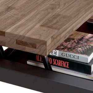 Mesa de centro elevable Loft con hueco de almacenaje roble 47,5-62x120x60 cm
