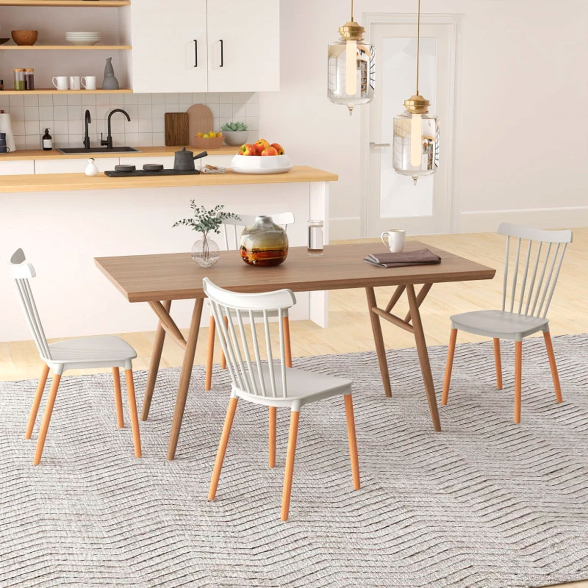 Pack de 4 sillas de comedor Nordin Homcom estilo nórdico gris 83x48x52,5 cm