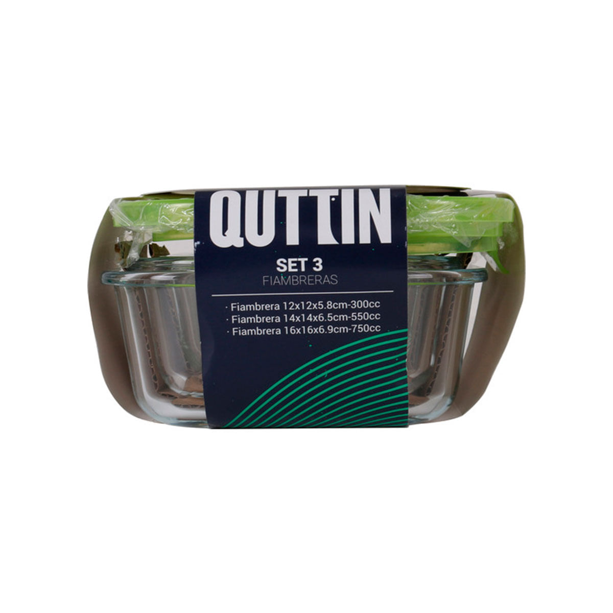 Set de 3 fiambreras Quttin termoresistentes verde 3