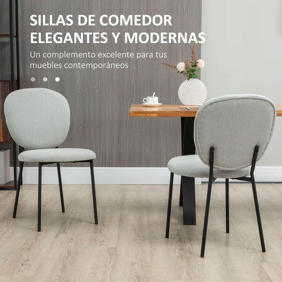 Pack de 2 sillas de comedor Gamma Homcom gris 82x46x59 cm 3