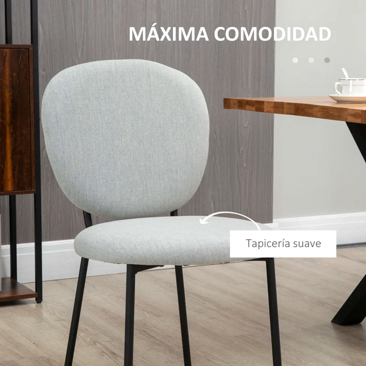 Pack de 2 sillas de comedor Gamma Homcom gris 82x46x59 cm 4