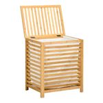 Cesto multiusos Bamboo Homcom 55L bolsa extraíble natural 60x50x36 cm 2