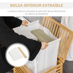 Cesto multiusos Bamboo Homcom 55L bolsa extraíble natural 60x50x36 cm 4