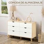 Cómoda Olite Homcom 6 cajones blanco/roble 76x120x40 cm 3