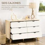 Cómoda Olite Homcom 6 cajones blanco/roble 76x120x40 cm 4