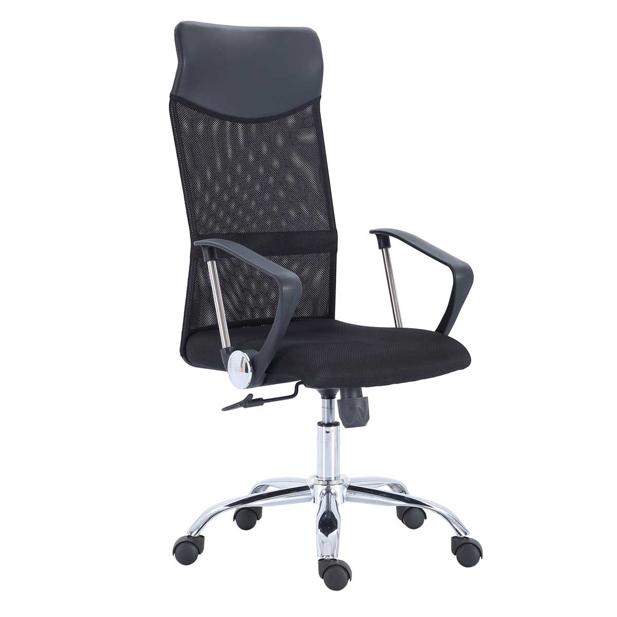 Sillon-giratorio-Coach-altura-regulable-con-reposabrazos-negro-112-122x64x64-cm