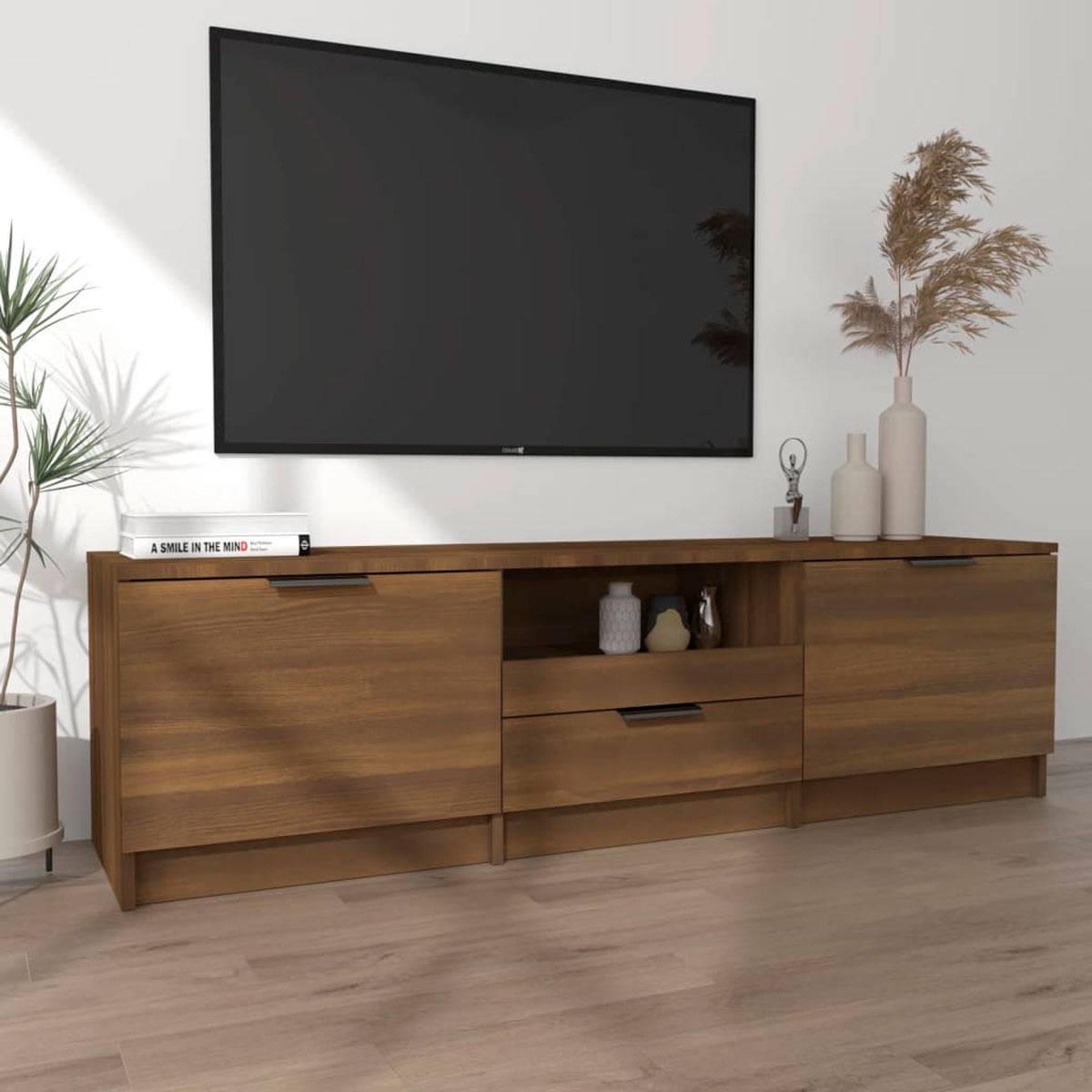 Mueble bajo de TV Habac estilo rústico marrón 40x140x35 cm 3
