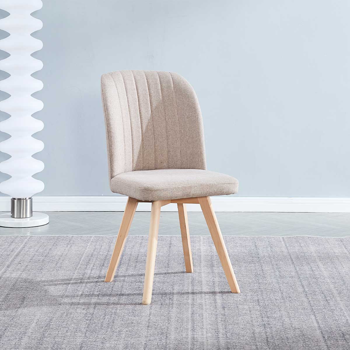 Silla de comedor Lane tapizada patas madera beige 92x46x55 cm