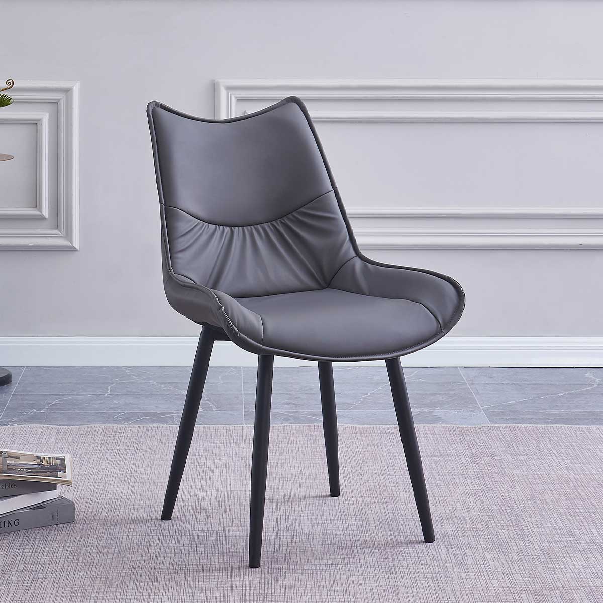 Pack de 2 sillas de comedor Calista cuero PU gris 95x55x61 cm 2