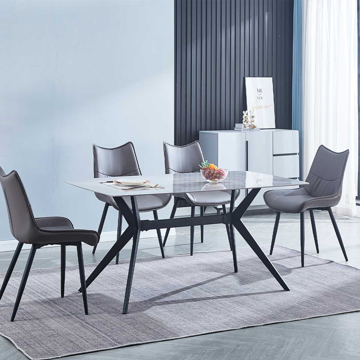 Pack de 2 sillas de comedor Calista cuero PU gris 95x55x61 cm 3