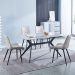 Pack de 2 sillas de comedor Calista cuero PU beig 95x55x61 cm 4