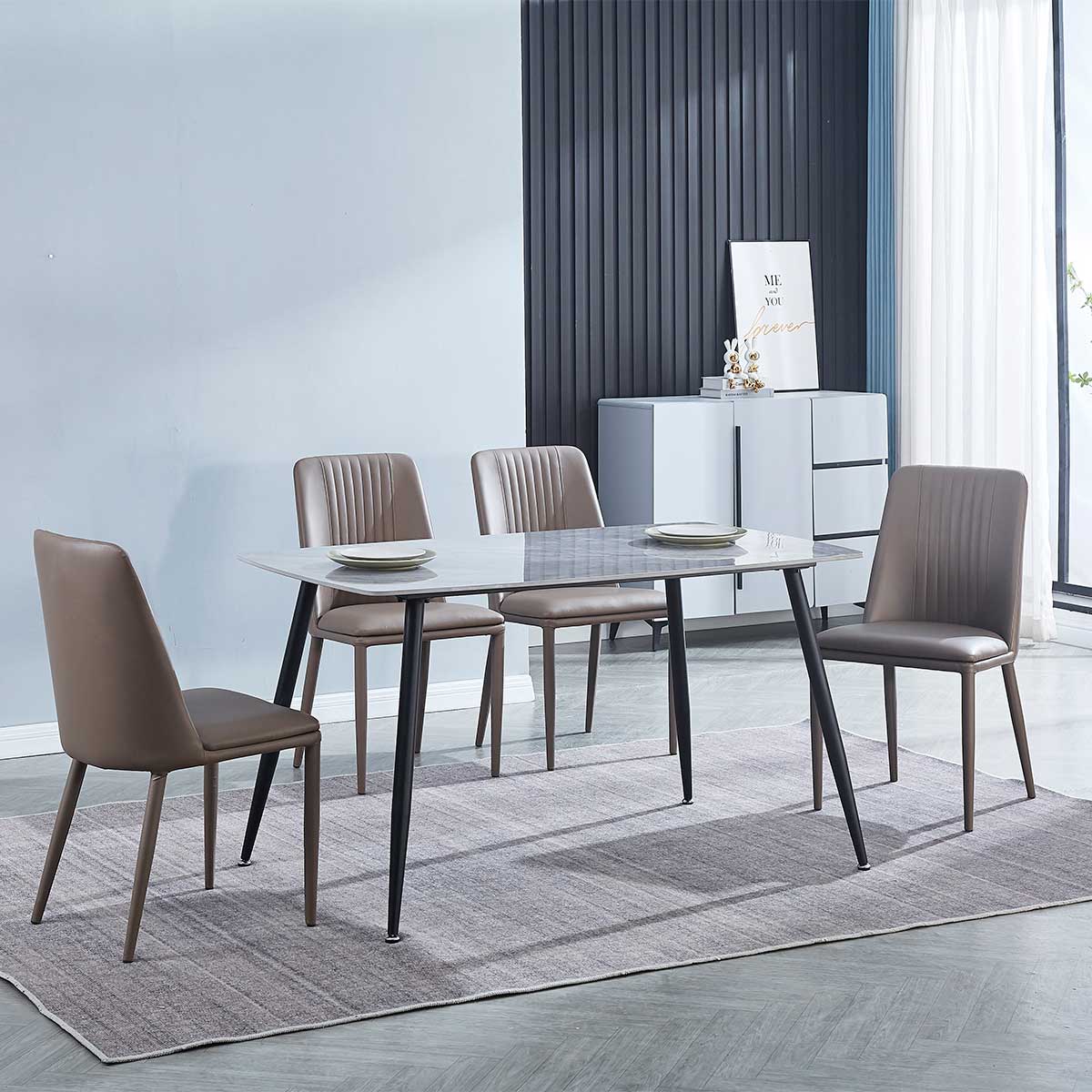 Pack de 2 sillas de comedor Rowena cuero PU marrón 87x50x53 cm 3