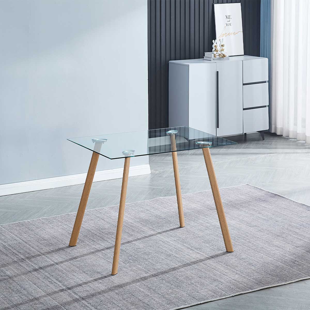 Conjunto de comedor mesa Acnes + 4 sillas Lane natural/beige 3