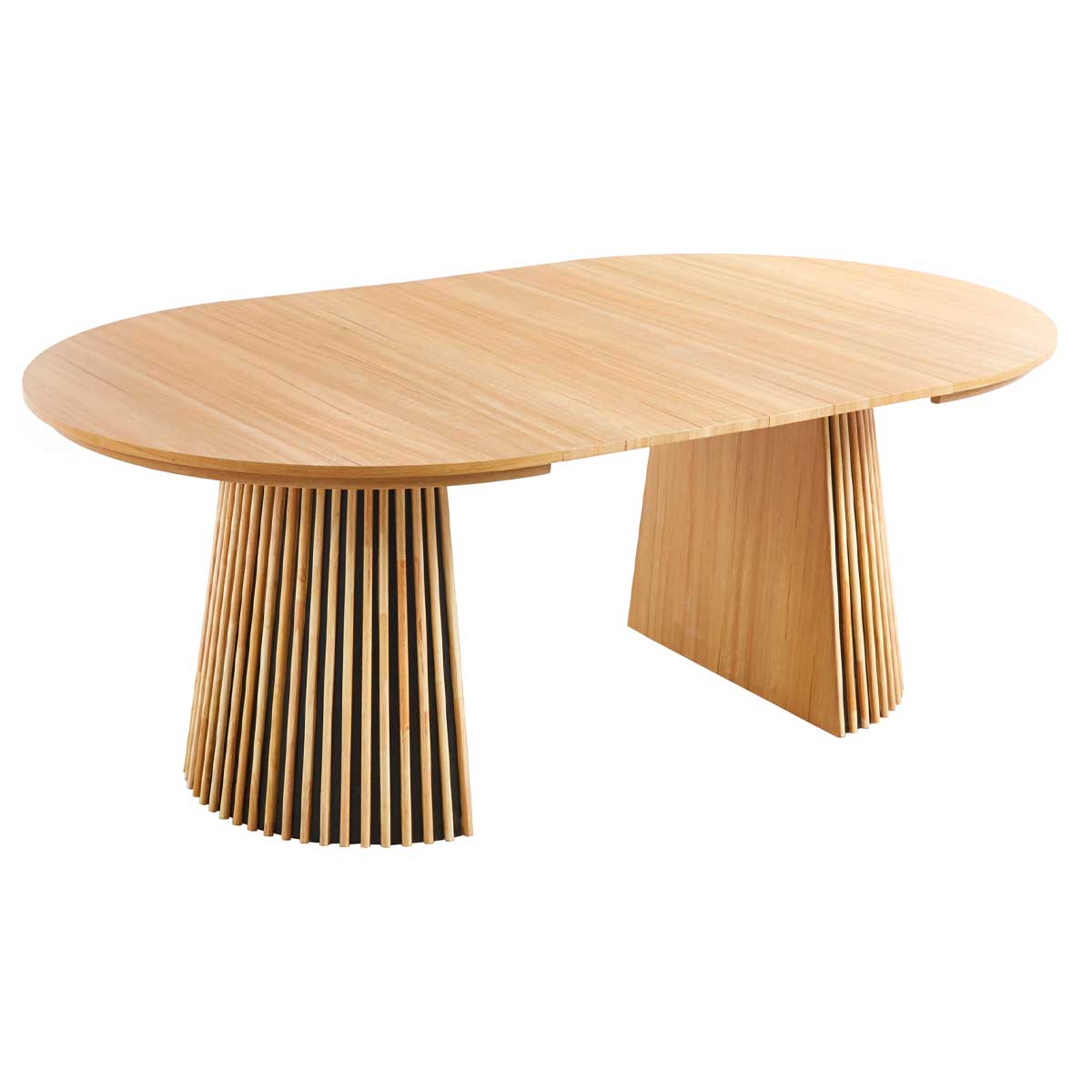 Mesa de comedor Keanu forma circular extensible natural 75x120-160-200x120 cm 3