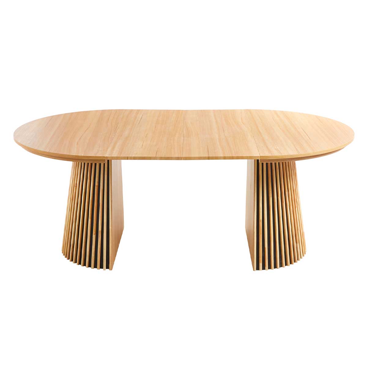 Mesa de comedor Keanu forma circular extensible natural 75x120-160-200x120 cm 5
