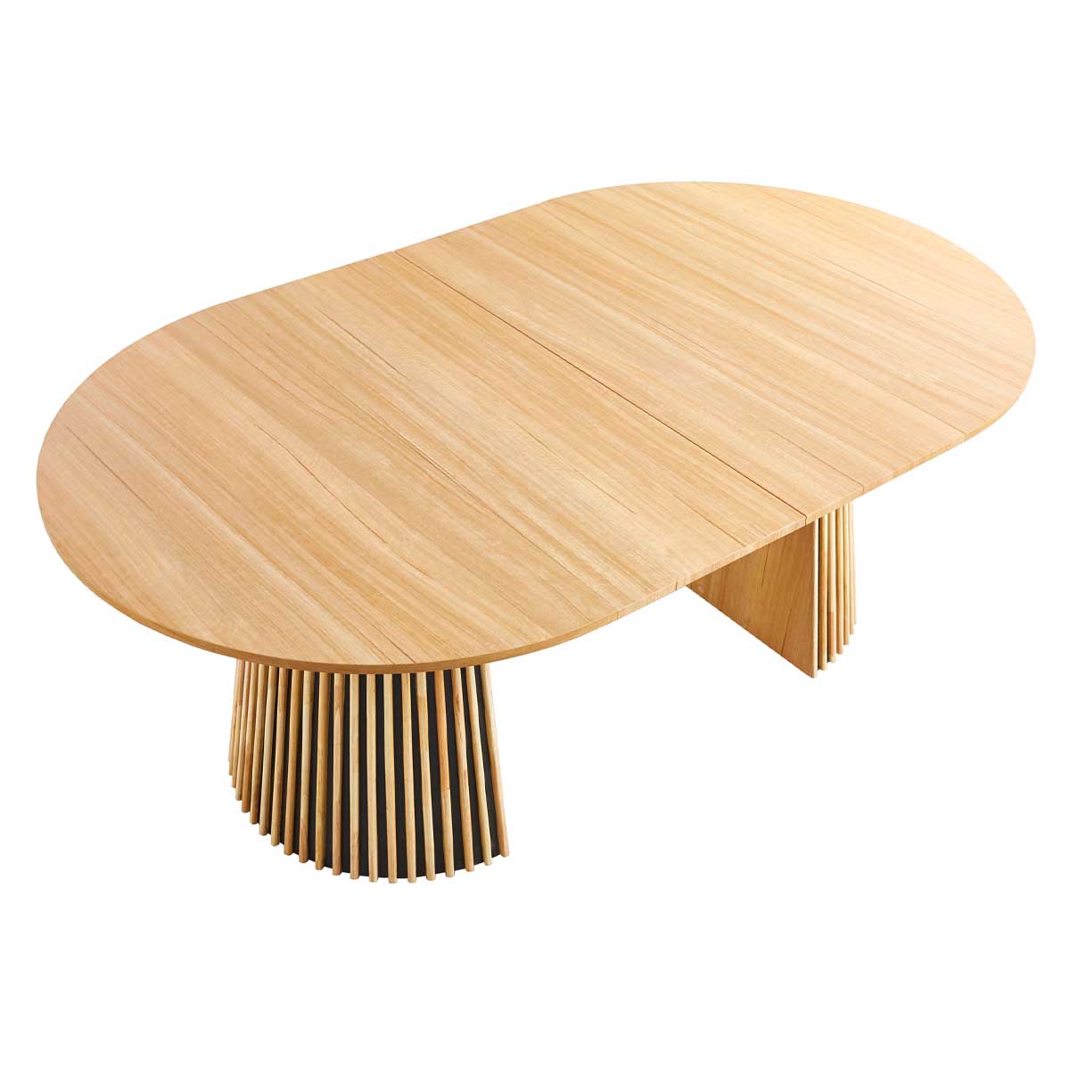 Mesa de comedor Keanu forma circular extensible natural 75x120-160-200x120 cm 6