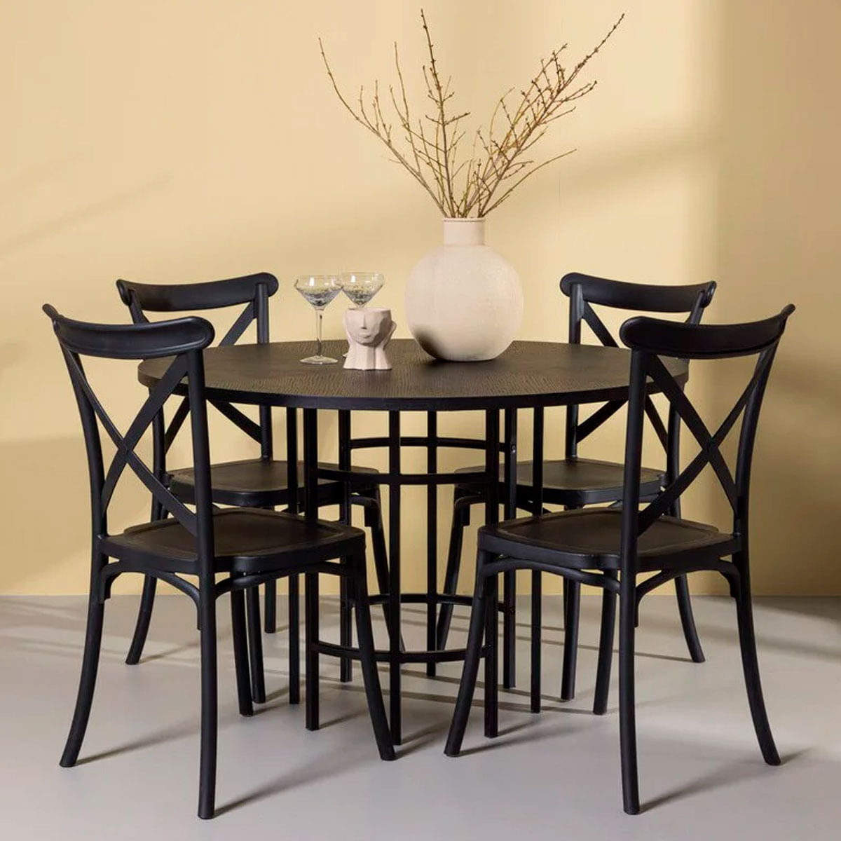 Pack de 2 sillas de comedor Crossback negro 88x46x54 cm