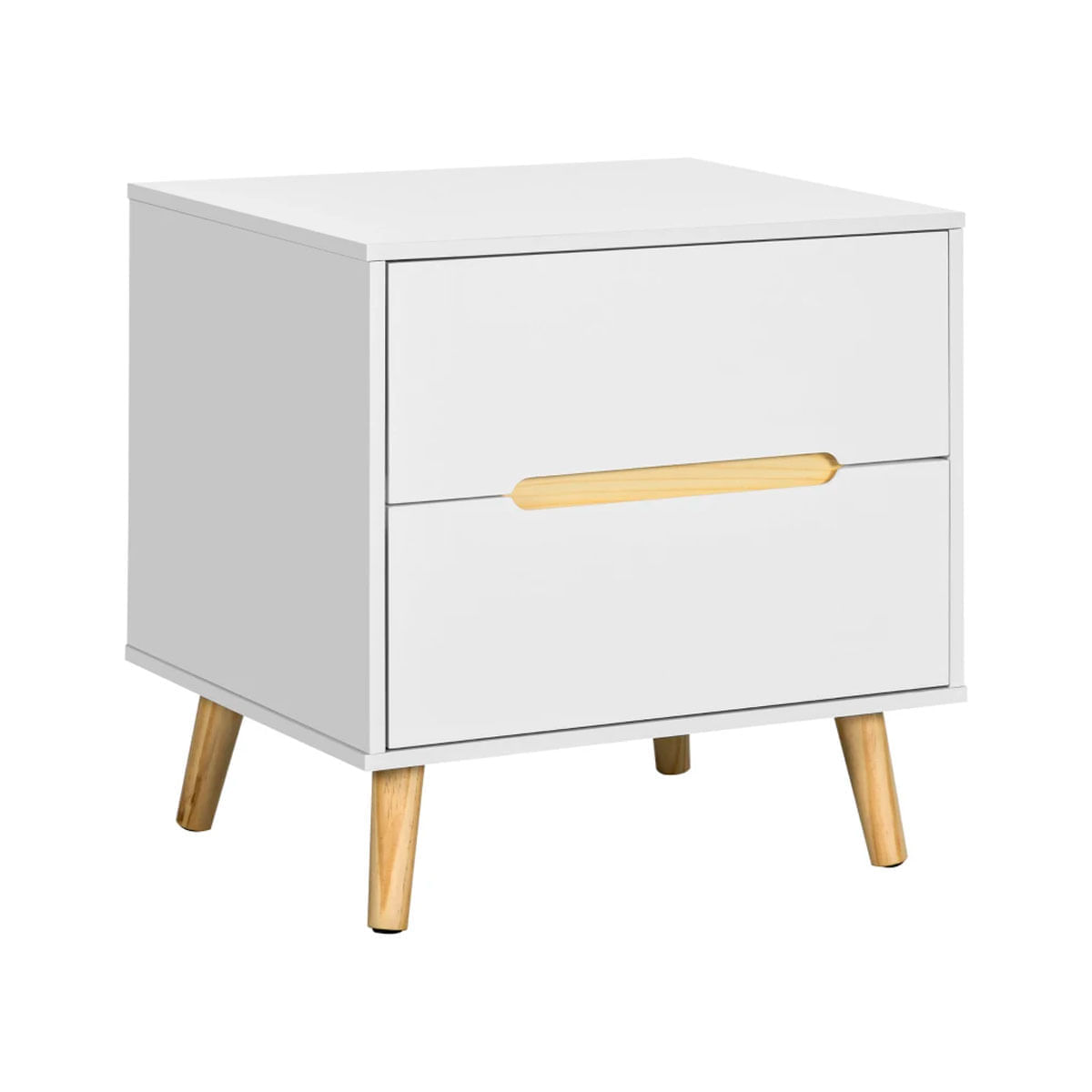 Mesita de noche Poppy Homcom 2 cajones blanco 50,5x50x40 cm 2