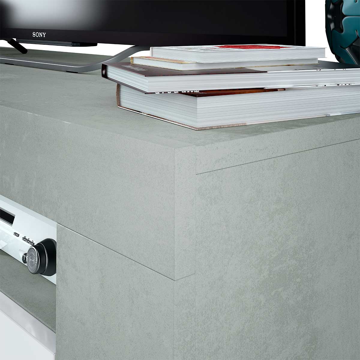 Mueble bajo de TV URBAN cemento detalle