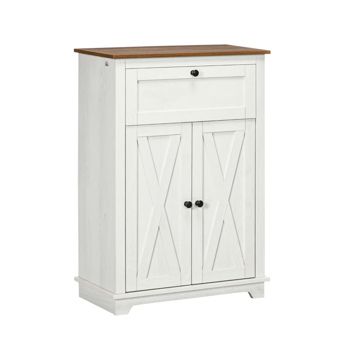 Aparador-Homcom-puertas-dobles---cajon---estante-ajustable-blanco-874x60x30-cm-frontal