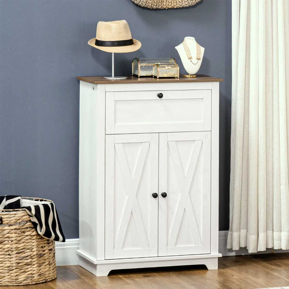 Aparador-Homcom-puertas-dobles---cajon---estante-ajustable-blanco-874x60x30-cm-animada