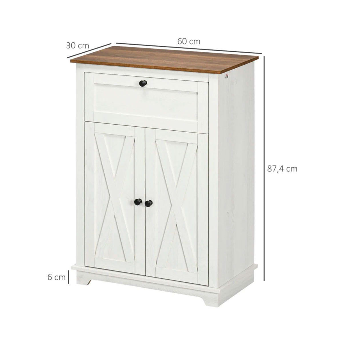 Aparador-Homcom-puertas-dobles---cajon---estante-ajustable-blanco-874x60x30-cm-medidas