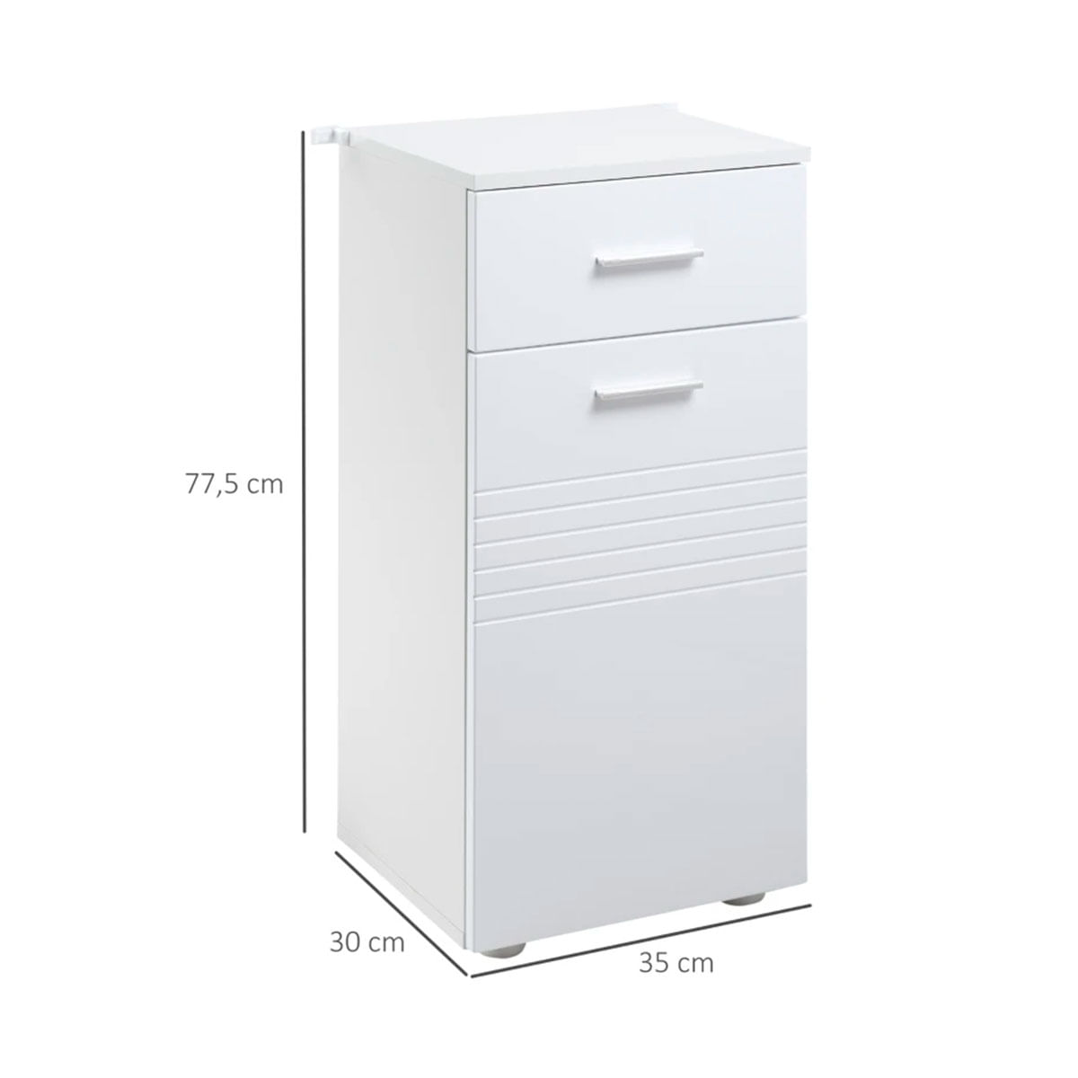 Armario-auxiliar-de-baño-Bowe-Kleankin-1-puerta---cajon---estante-ajustable-blanco-775x30x35-cm-medidas