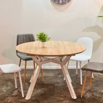 Mesa de comedor Delta extensible forma circular oak/blanco 75x120-160x120 cm