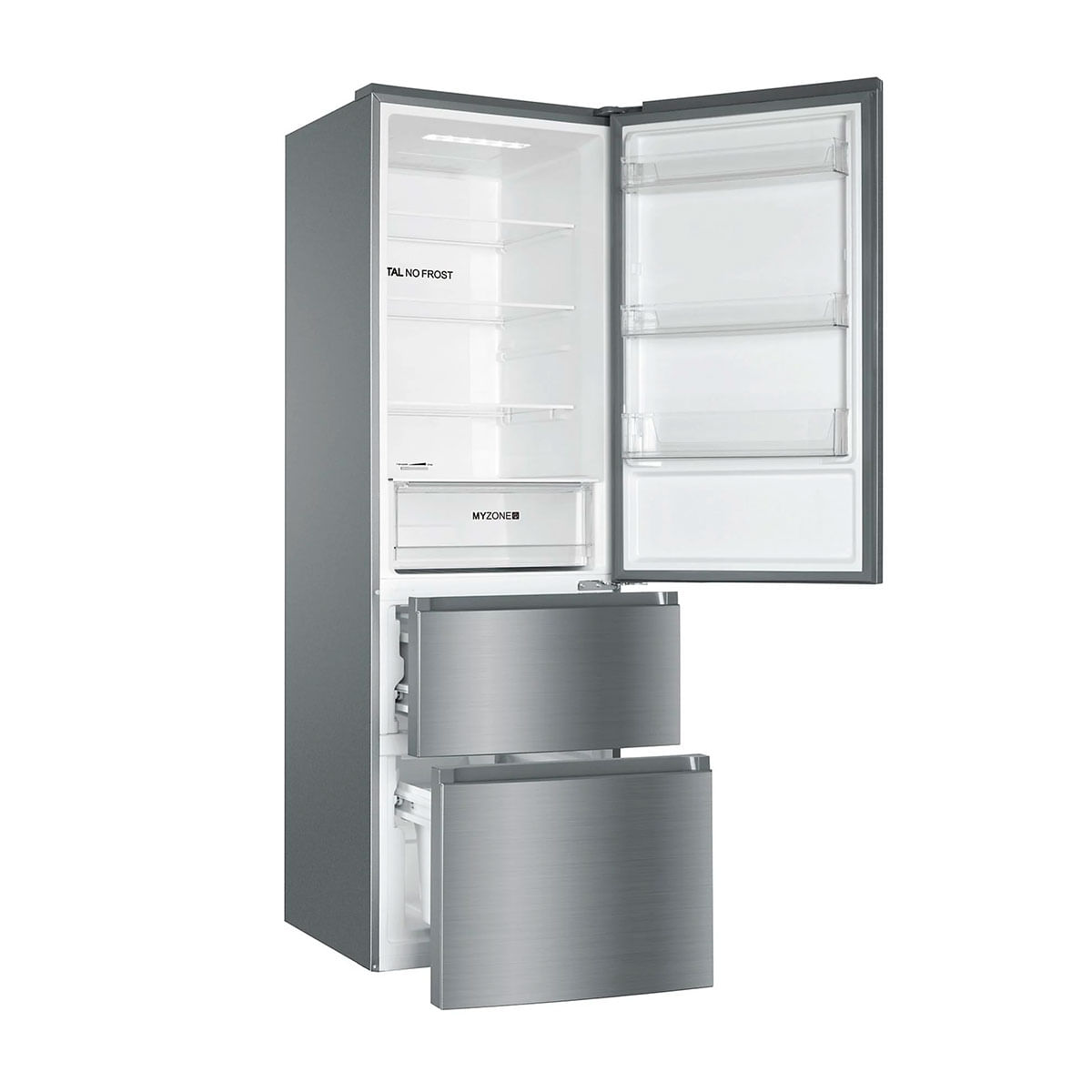 frigorífico combi haier htr3619enmn no frost 348l 3 puertas e inox 190,5 cm detalle-interior