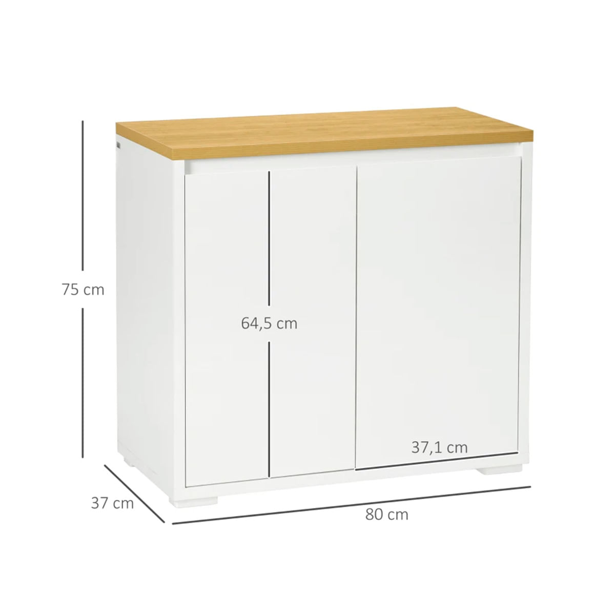 Aparador-Miary-Homcom-2-puertas---1-estante-ajustable-blanco-75x80x37cm-medidas