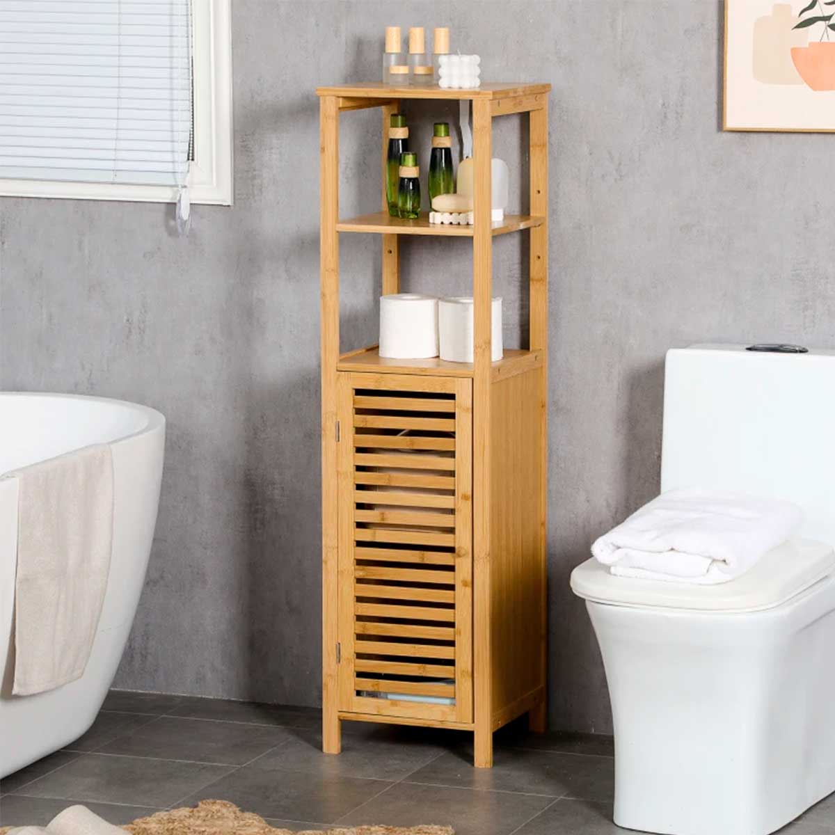 Armario-auxiliar-de-baño-Dune-Kleankin-2-estantes---1-armario-bambu-120x329x299-cm-animada
