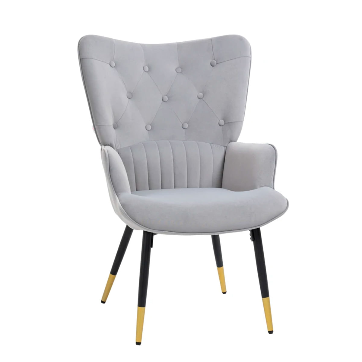 Butaca-Stela-Homcom-tapizado-en-terciopelo-gris-claro-103x68x72-cm-frontal