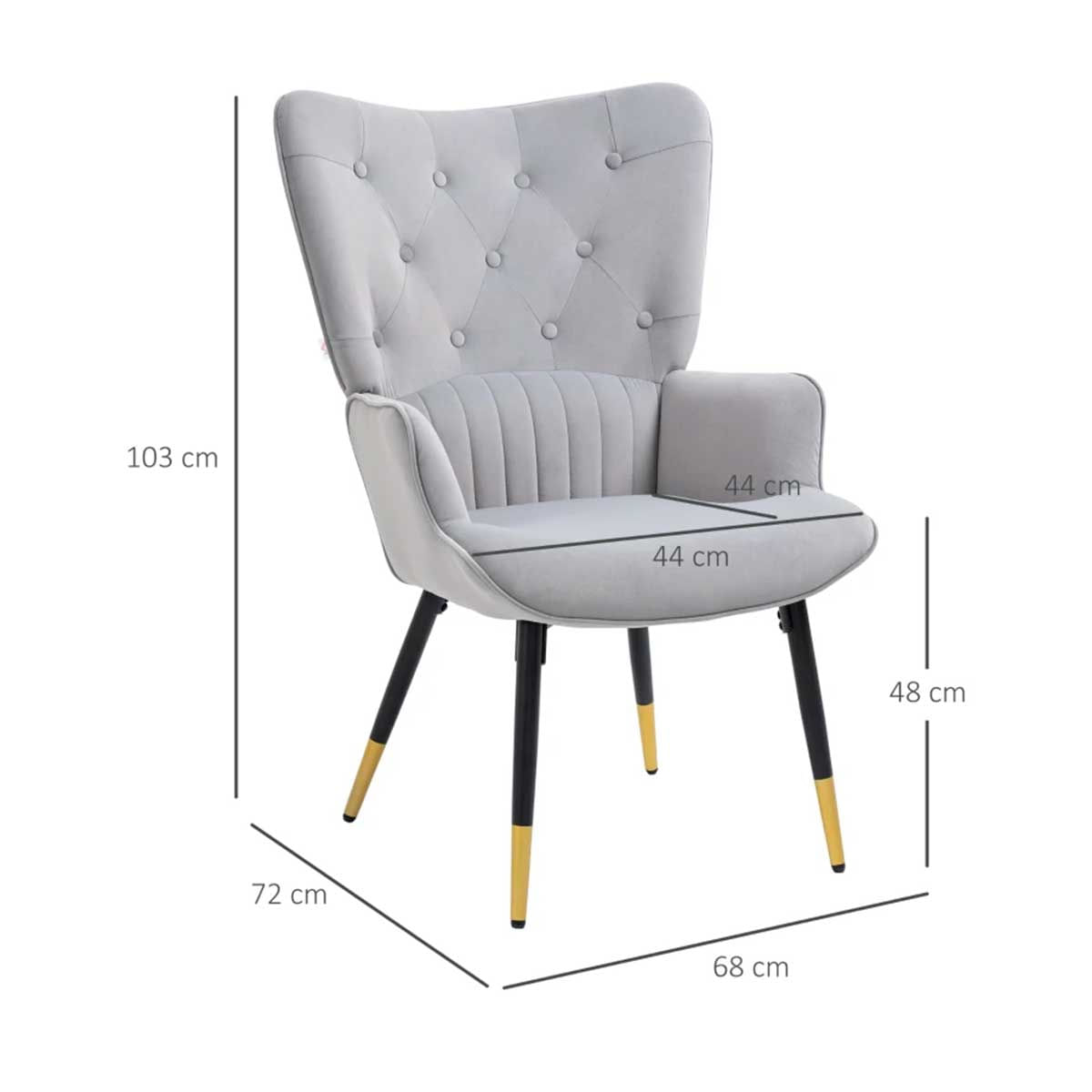 Butaca-Stela-Homcom-tapizado-en-terciopelo-gris-claro-103x68x72-cm-medidas