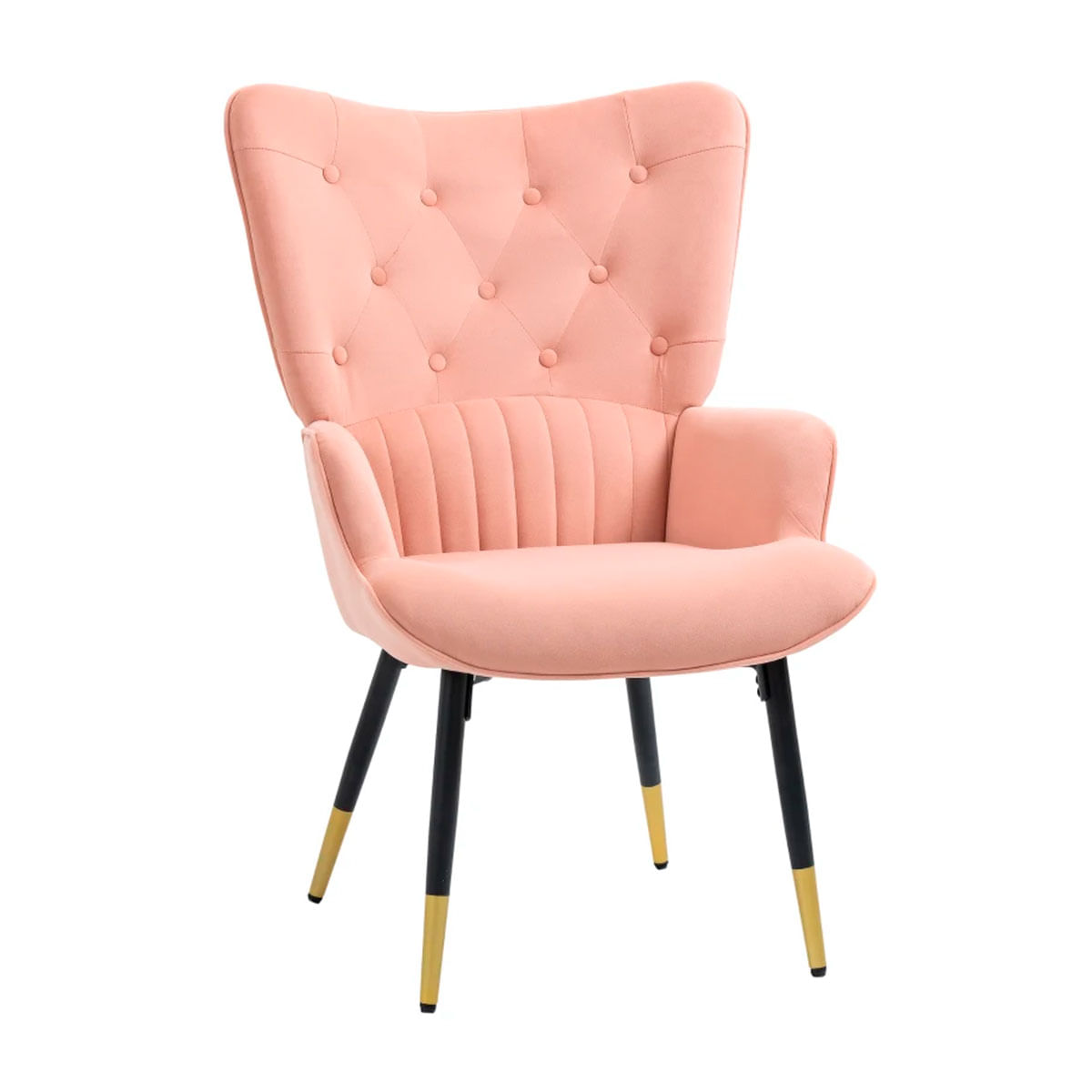Butaca-Stela-Homcom-tapizado-en-terciopelo-rosa-103x68x72-cm-frontal