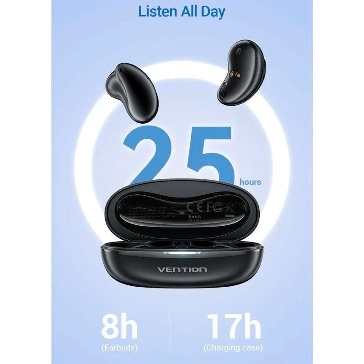 Auriculares inalámbricos Vention Tiny T11 8 horas Bluetooth 5.3 estuche de carga blanco 4