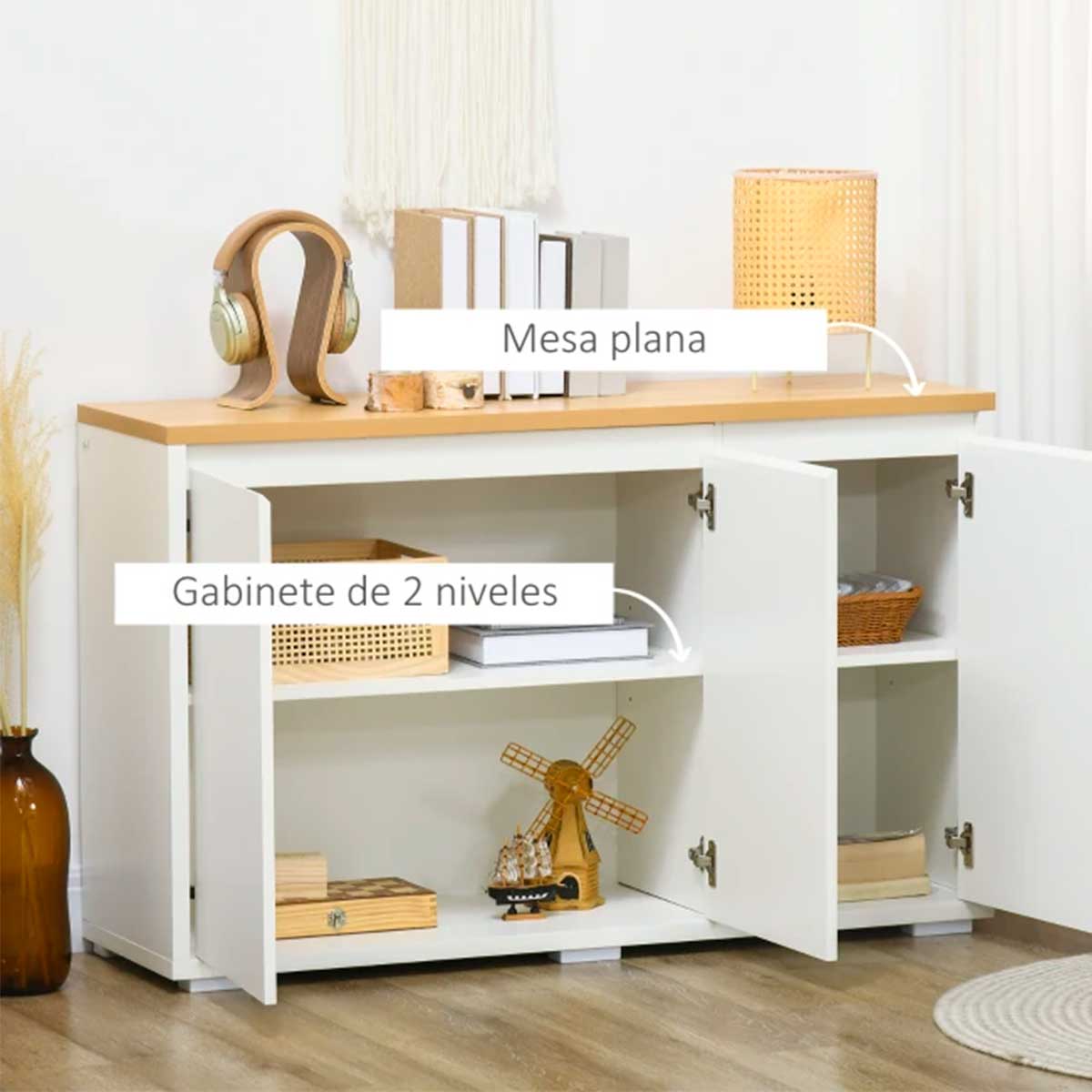 Aparador-Roko-Homcom-2-armarios---1-estante-ajustable-blanco-75x120x37-cm-interior