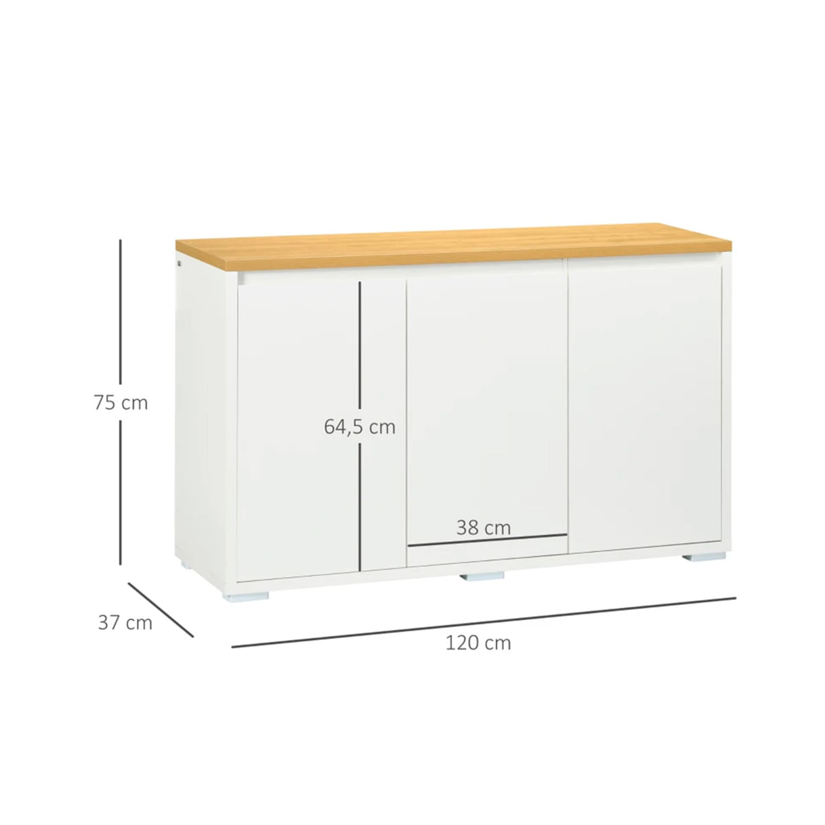 Aparador-Roko-Homcom-2-armarios---1-estante-ajustable-blanco-75x120x37-cm-medidas