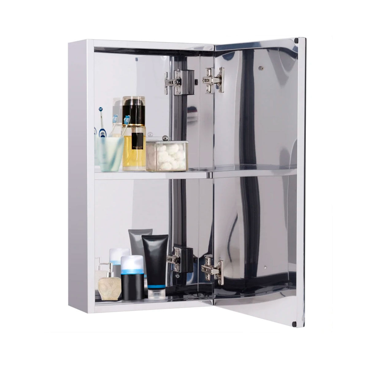 Armario-de-baño-Oka-Homcom-espejo---2-estantes-acero-inoxidable-55x30x14cm-interior