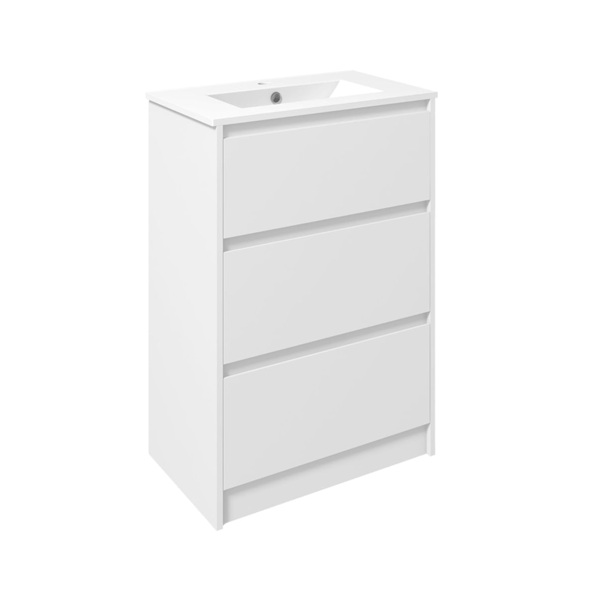Mueble-de-baño-con-lavabo-Alika-Homcom-2-cajones-blanco-brillante-88x61x37cm-frontal