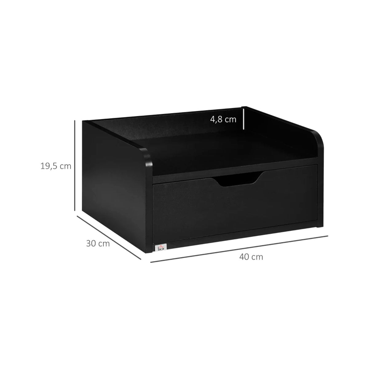 Pack-de-2-mesitas-de-noche-Mina-Homcom-flotantes-con-cajon-negro-195x40x30cm-medidas