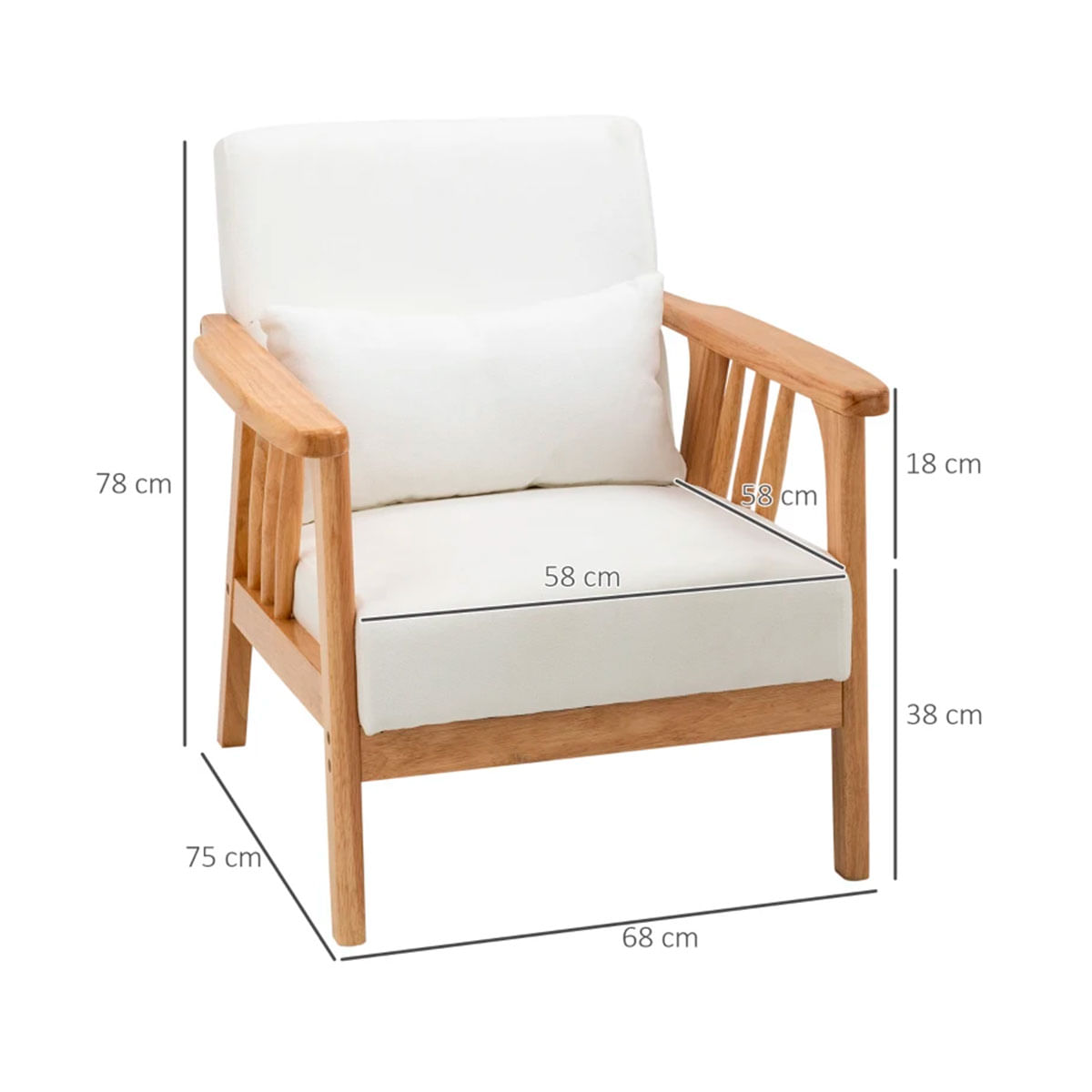 Sillon-Vanvik-Homcom-tapizado-terciopelo-blanco-78x68x75cm-medidas