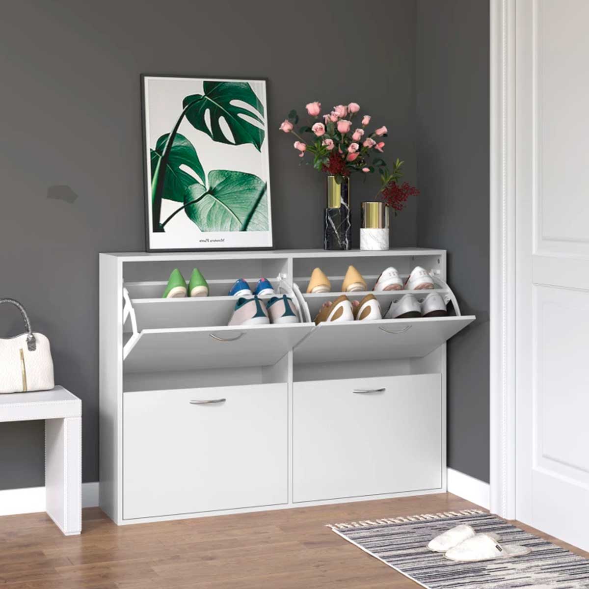 Zapatero-Walk-Homcom-4-cajones-abatibles-16-24-pares-blanco-81x120x24cm-animada-interior