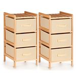Pack 2 cajoneras auxiliares 3 cajones de madera textil crema 66x34x36 cm  pack dos