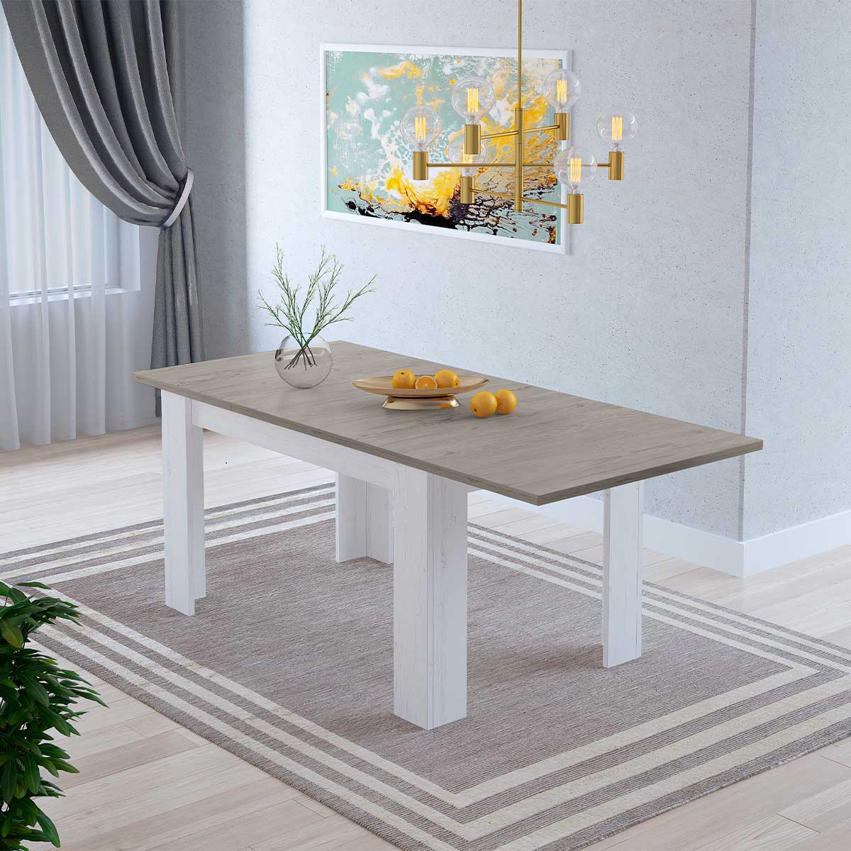 Mesa de comedor extensible Corfu  Andersen pino/gris 3