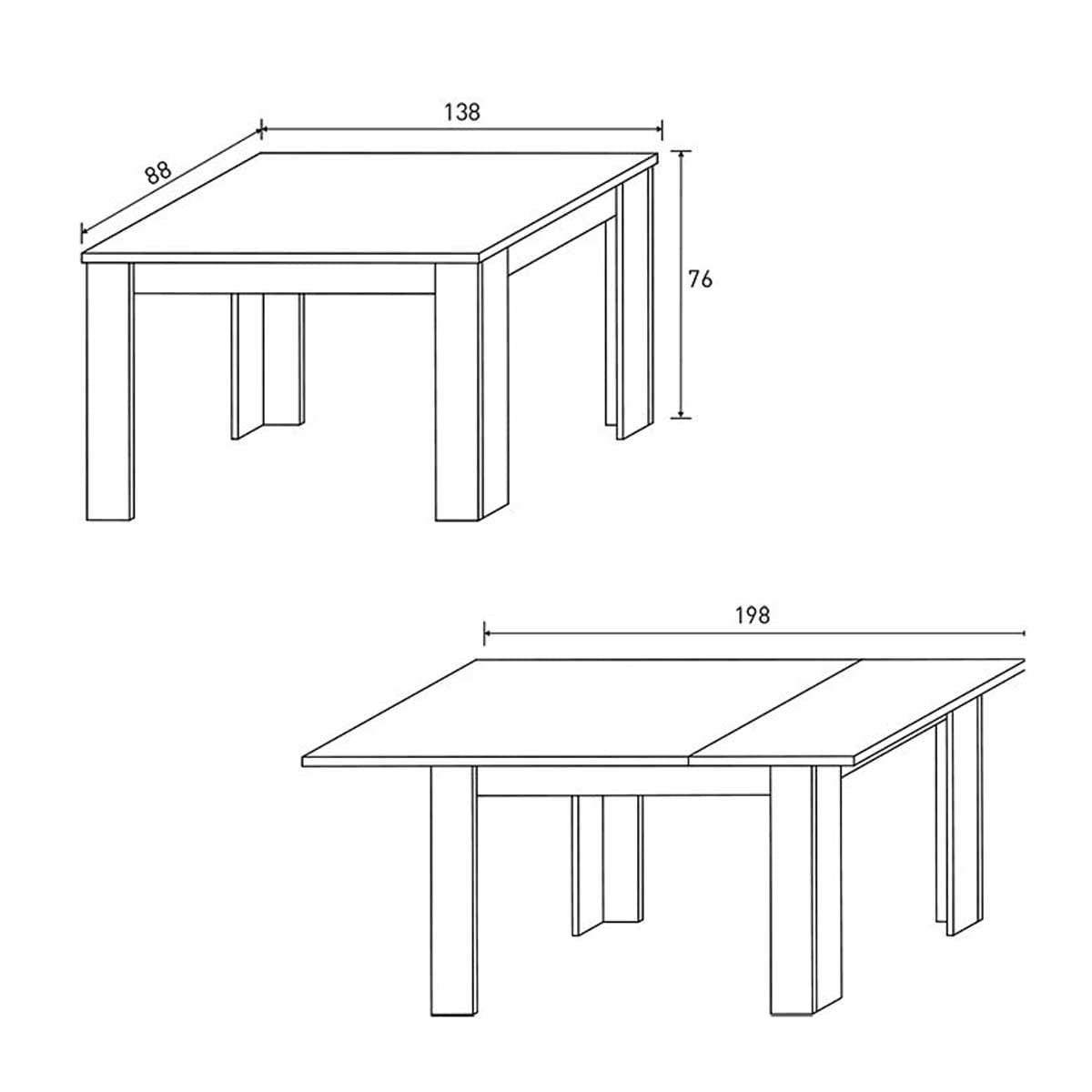 Mesa de comedor extensible Corfu  Andersen pino/gris medidas