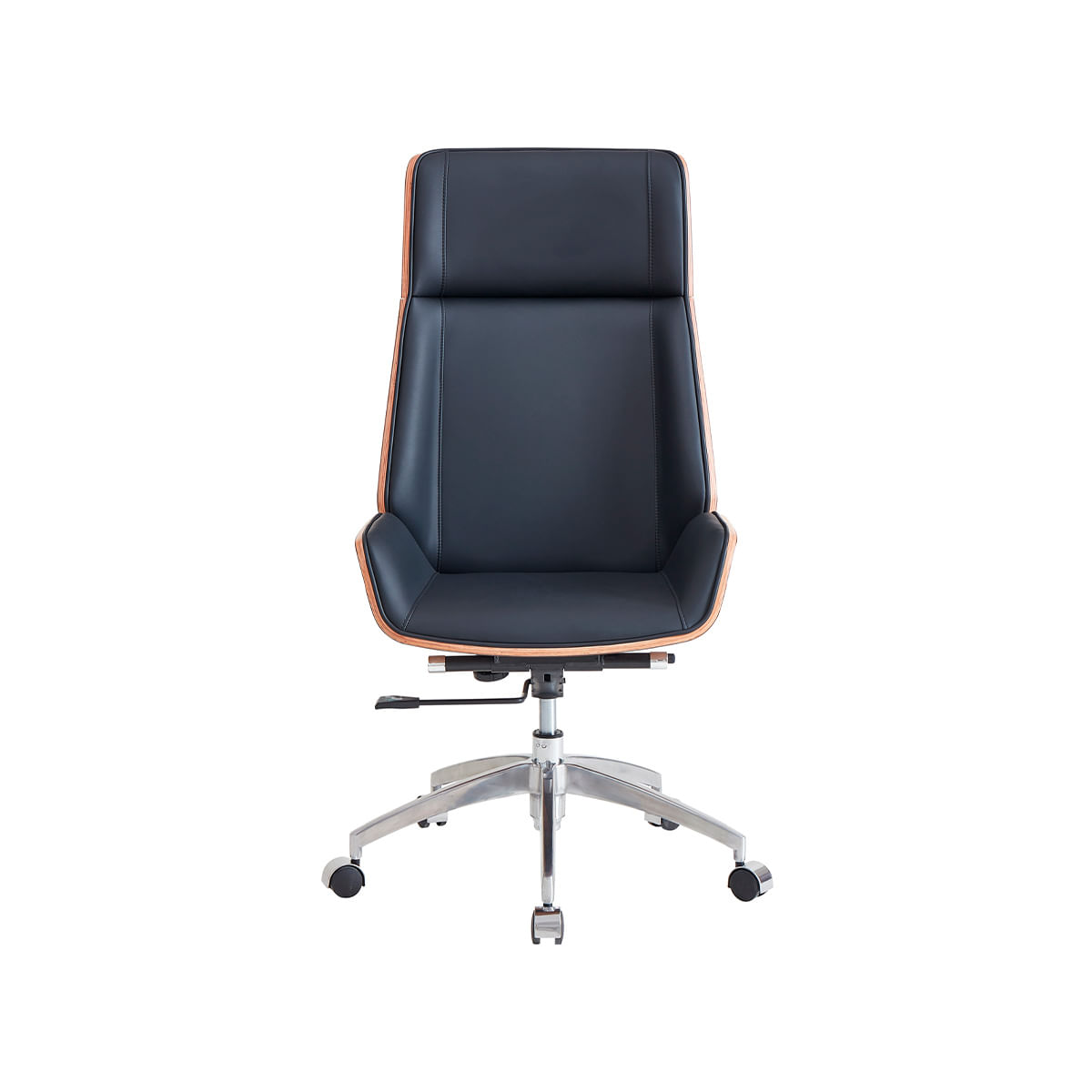 Sillon-giratorio-Ulrich-regulable-asiento-tapizado-simil-piel-negro-111-117x64x64-cm-frontal-dos
