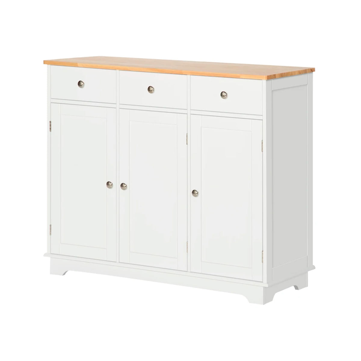 Aparador-Forest-Homcom-3-cajones---3-armarios-blanco-85x101x40cm-fondo-blanco